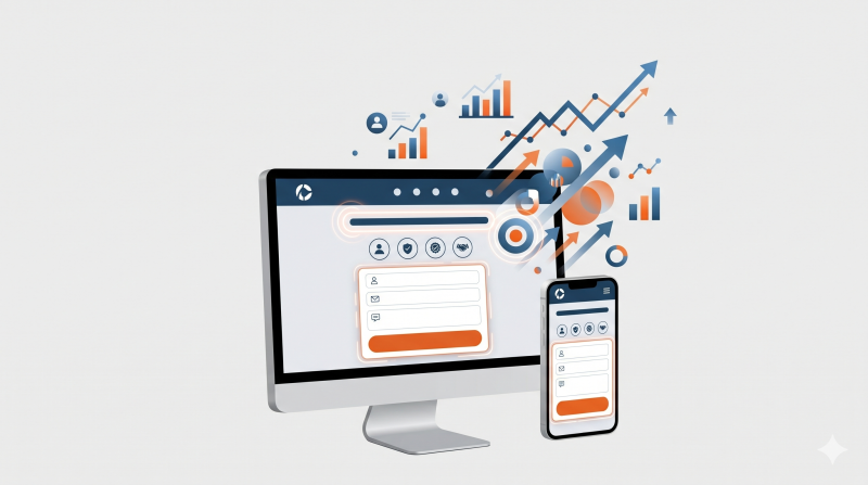 Esquema visual de los elementos básicos de una página web orientada a captar leads cualificados en dispositivos móviles