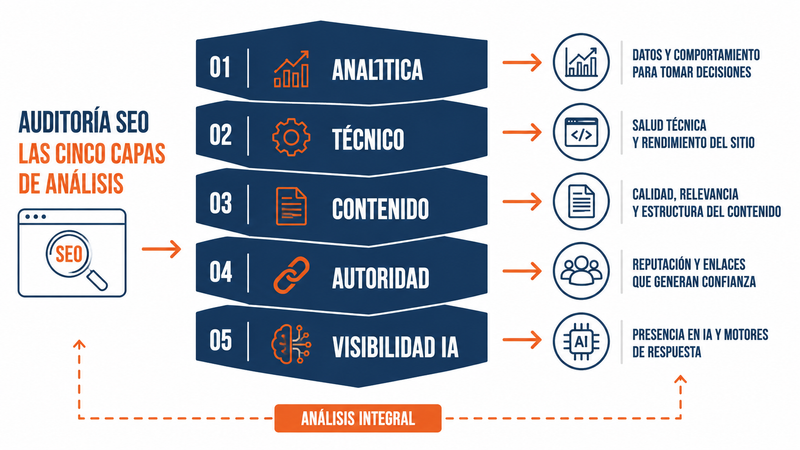 Auditoría SEO qué es, para qué sirve Auditoría SEO qué es explicado en cinco capas de análisis de una web
